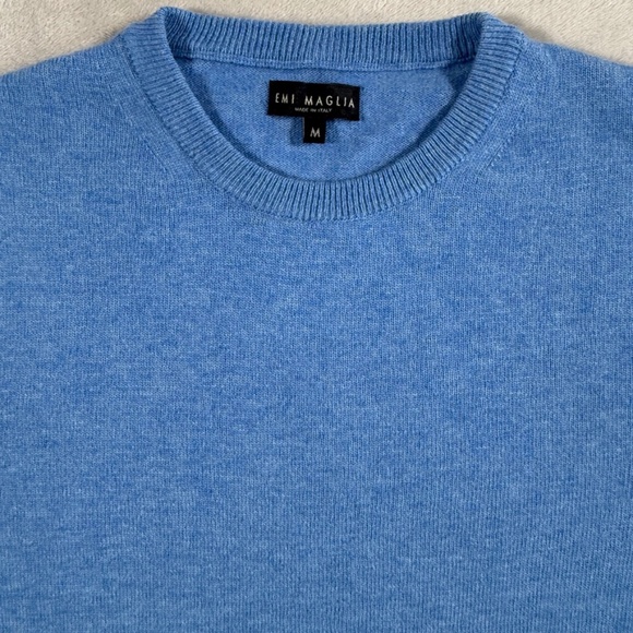 Emi Maglia Sweater Mens Size Medium Blue Wool Cashmere Blend Crewneck - Picture 4 of 12